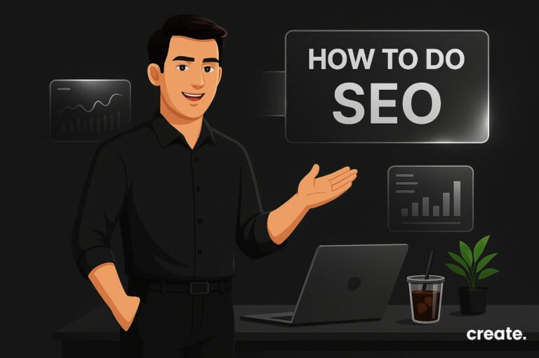 Create expert explaining SEO 2025 strategy in modern workspace