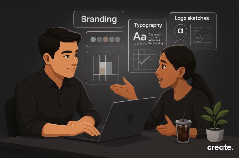 Brand designer in Cyprus creating a modern visual identity and logo for a small business