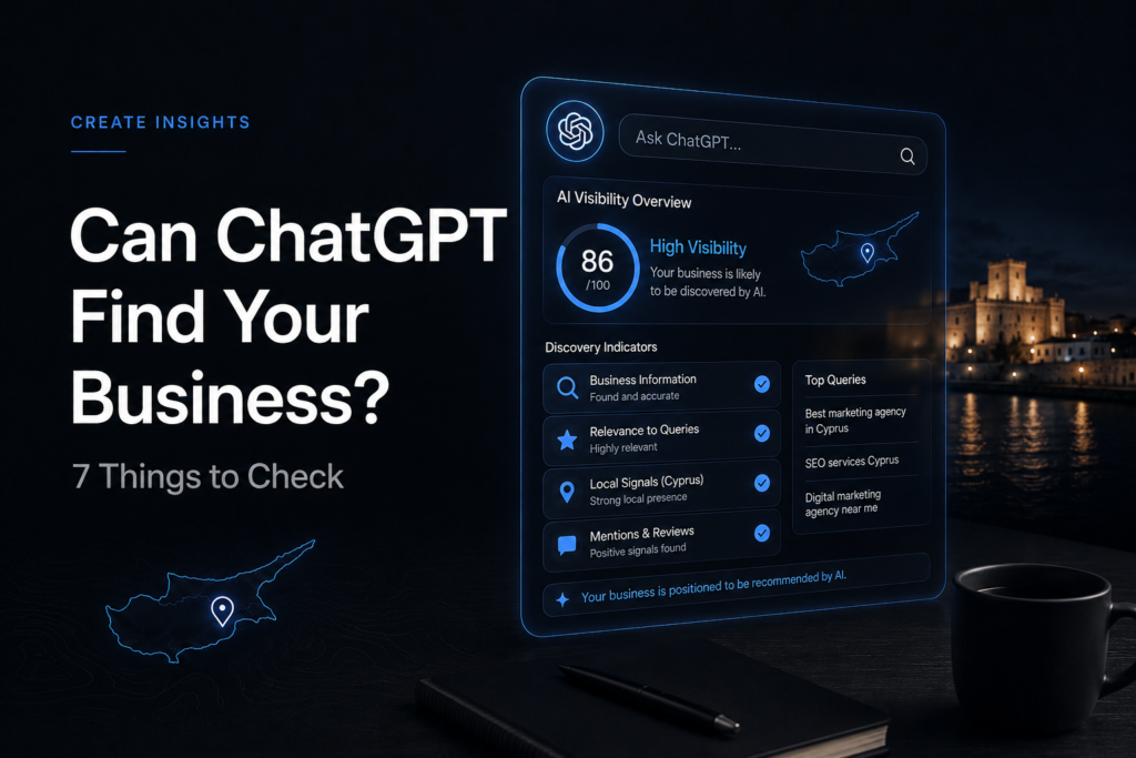 Can ChatGPT find your business in Cyprus article cover about AI visibility checks