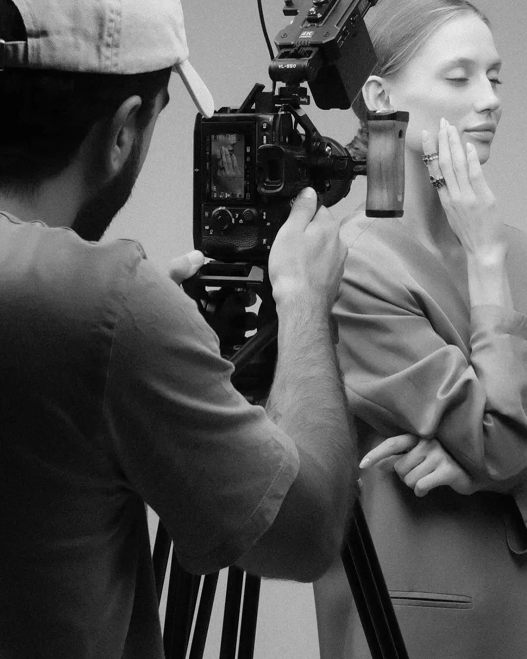 Models Cyprus creative studio production with camera crew and female model