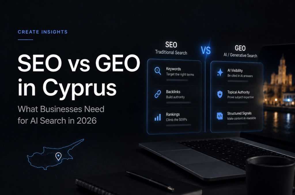 SEO vs GEO in Cyprus comparison for businesses targeting AI search in 2026