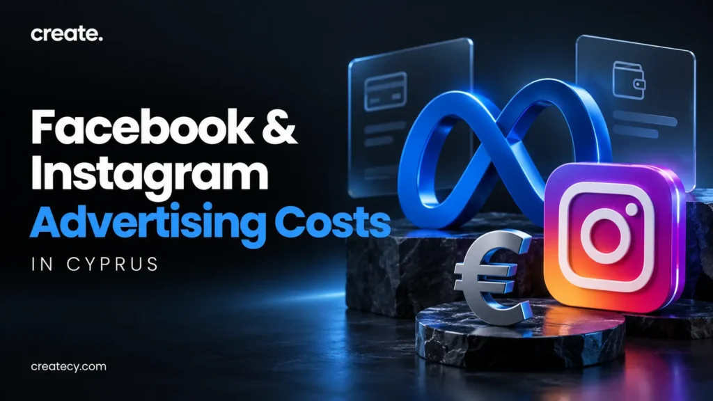 Facebook and Instagram advertising costs cover with Meta, Instagram and euro symbols