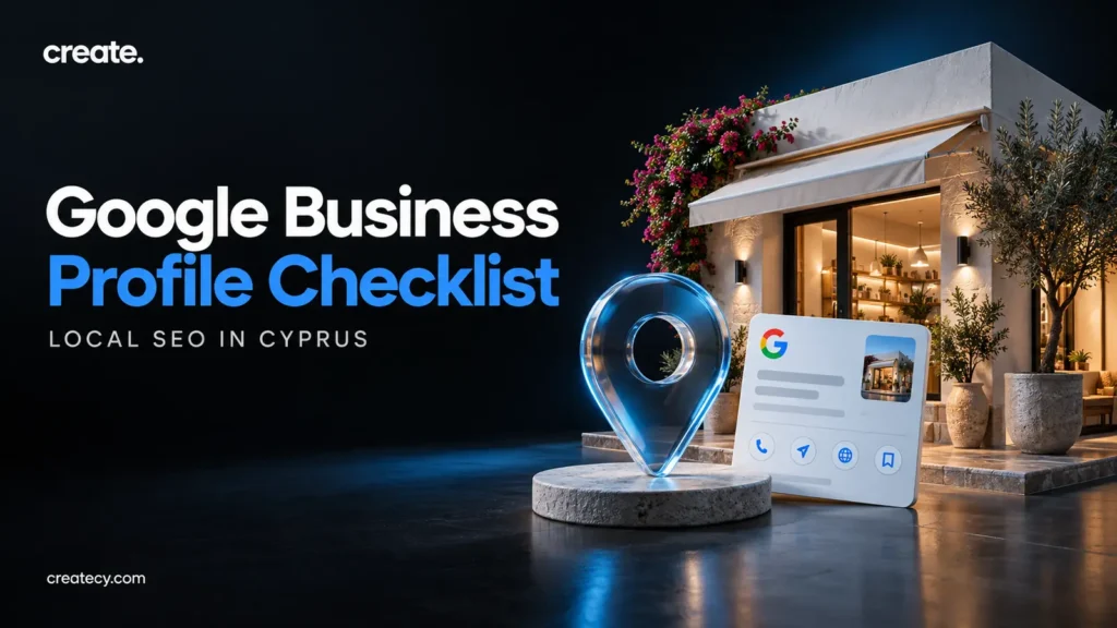 Google Business Profile checklist cover with a storefront and location pin
