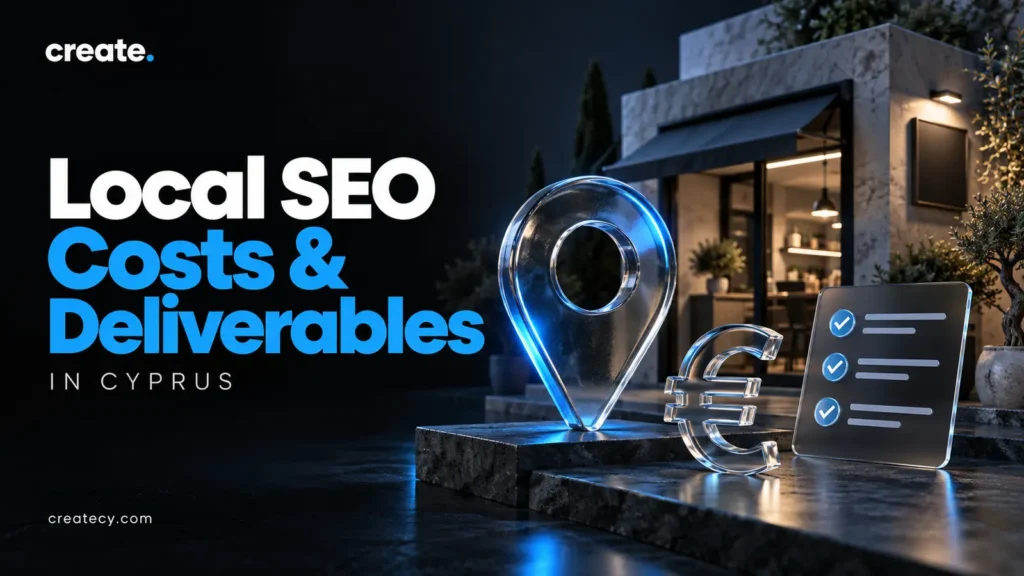 Local SEO costs and deliverables cover with a location pin and checklist