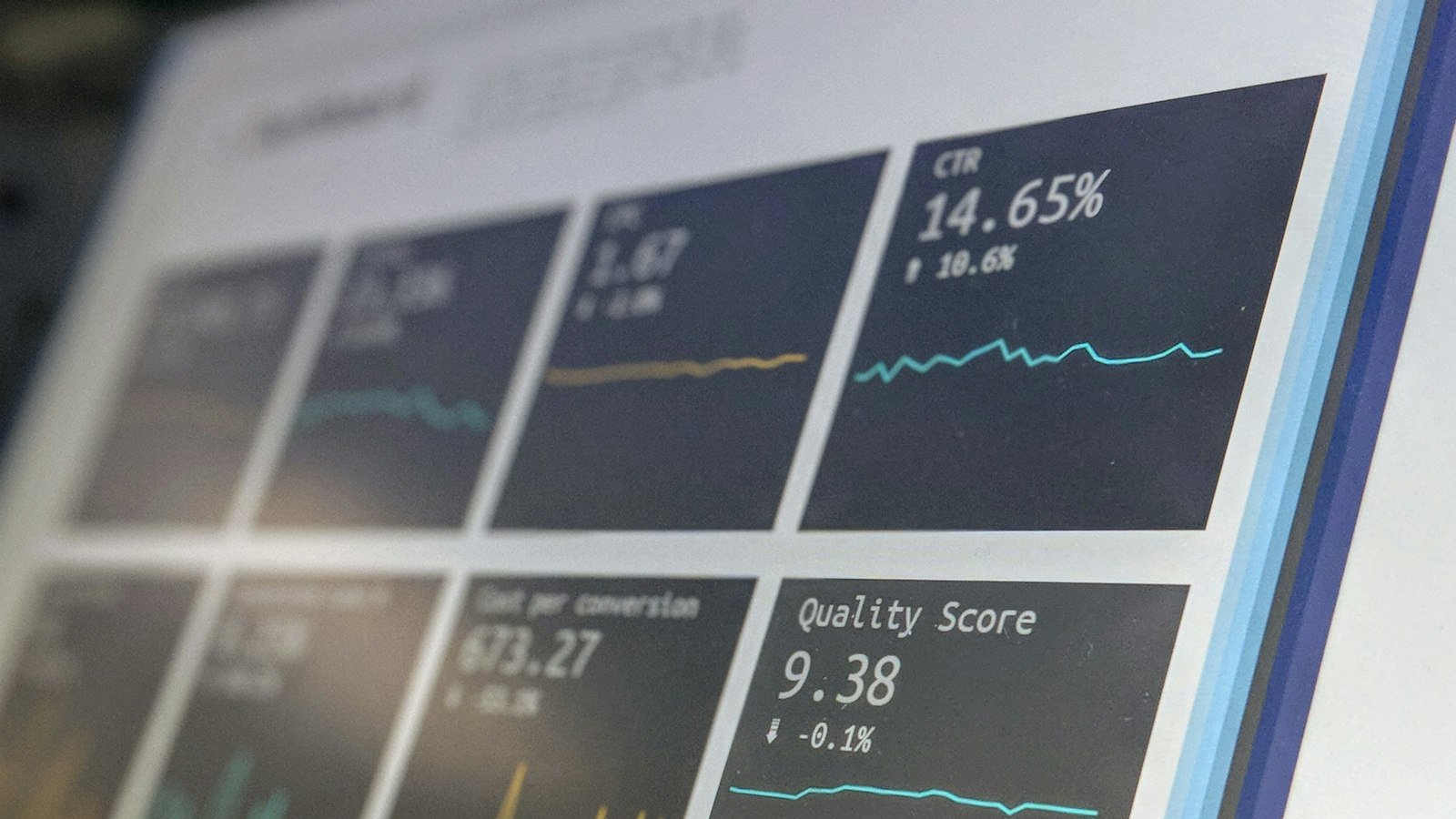 A data reporting dashboard on a computer
