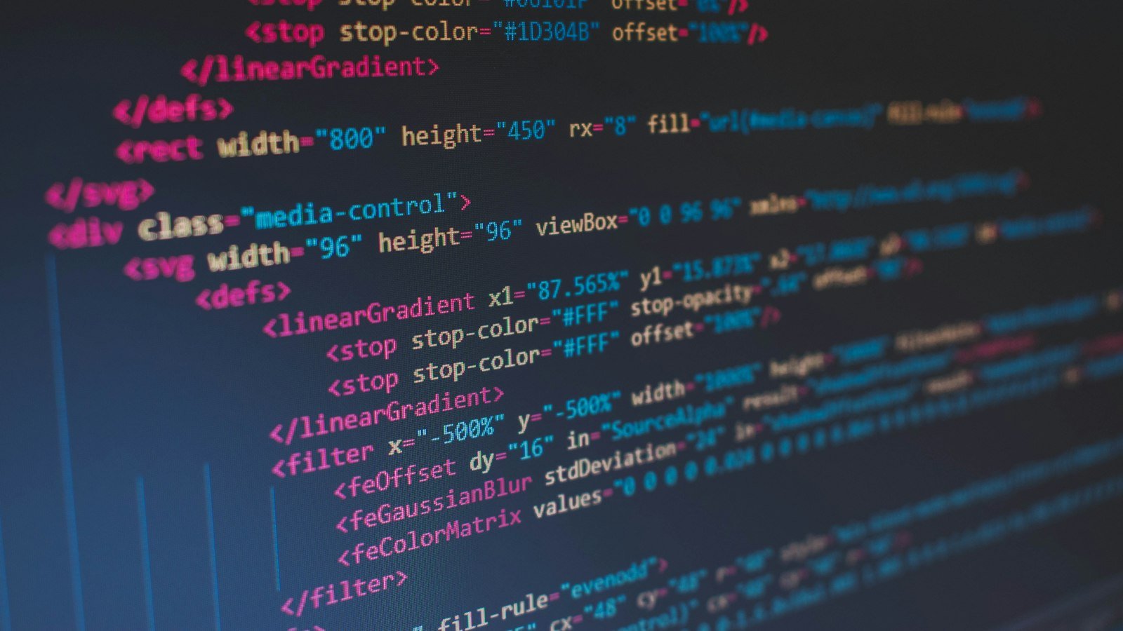 Website code displayed on a screen