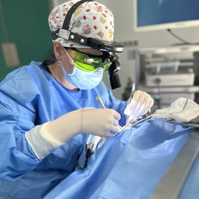 Dr Katerina Panagiotidi performing an ENT procedure